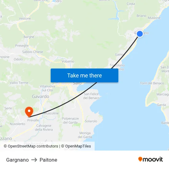 Gargnano to Paitone map