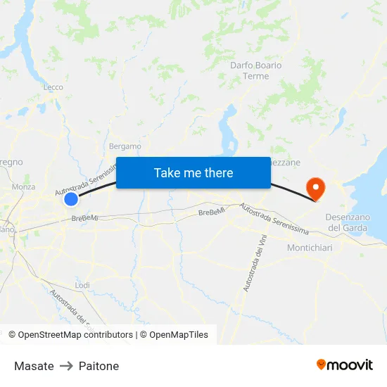 Masate to Paitone map