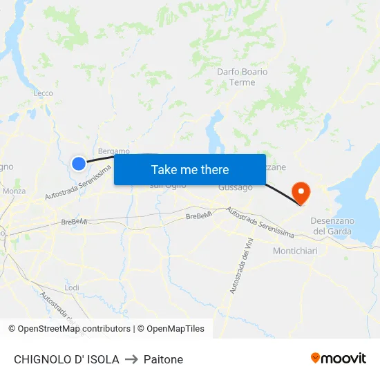 Chignolo D' Isola to Paitone map