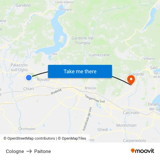 Cologne to Paitone map