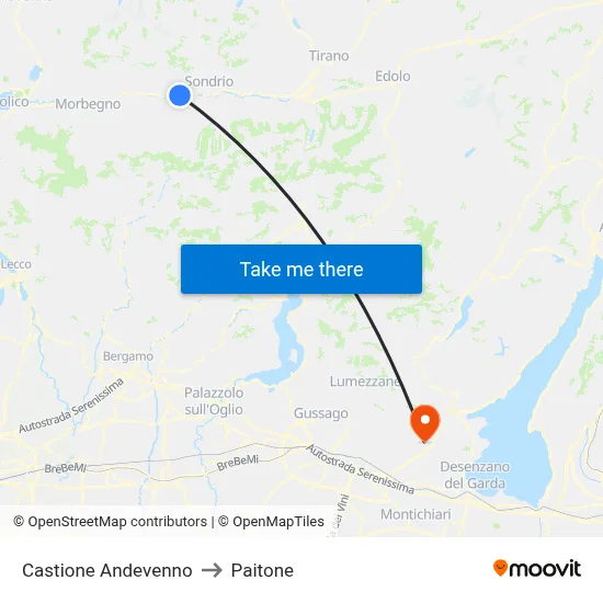 Castione Andevenno to Paitone map