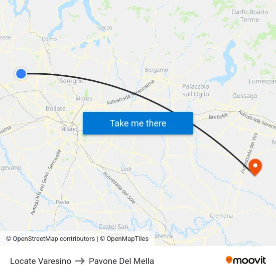 Locate Varesino to Pavone Del Mella map