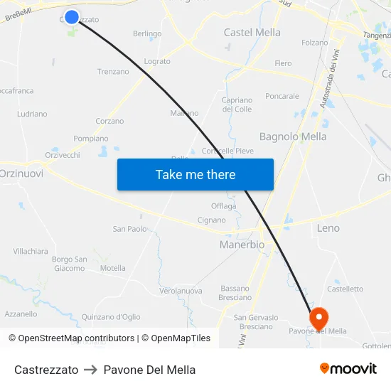 Castrezzato to Pavone Del Mella map