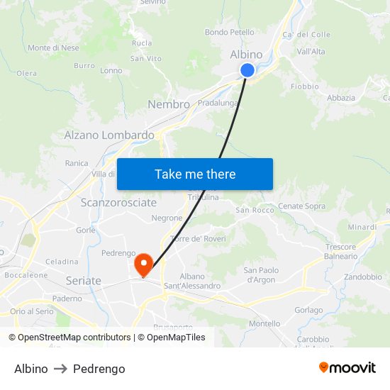 Albino to Pedrengo map
