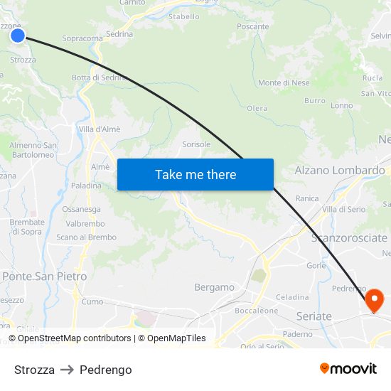 Strozza to Pedrengo map