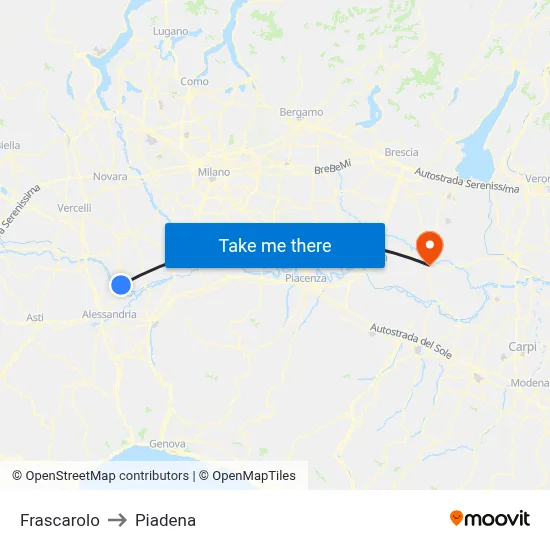 Frascarolo to Piadena map