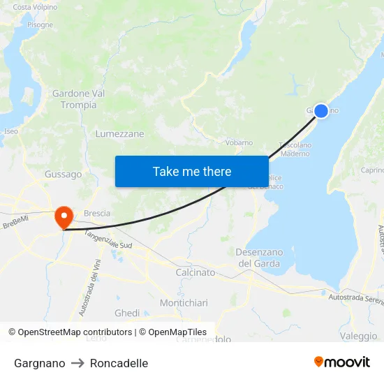 Gargnano to Roncadelle map