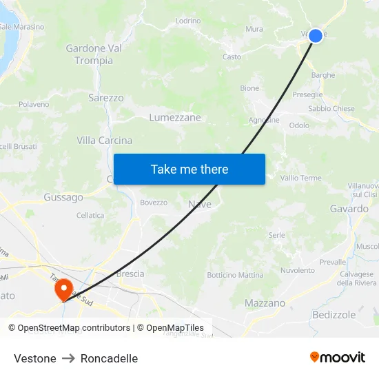 Vestone to Roncadelle map