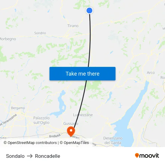 Sondalo to Roncadelle map