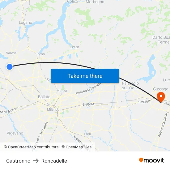 Castronno to Roncadelle map