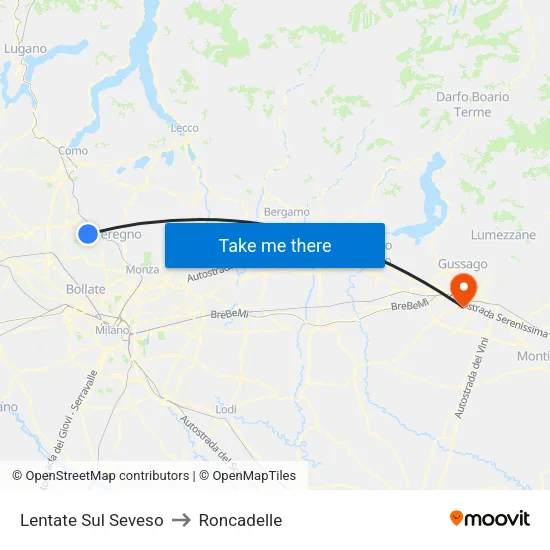 Lentate Sul Seveso to Roncadelle map