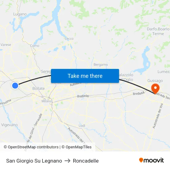 San Giorgio Su Legnano to Roncadelle map