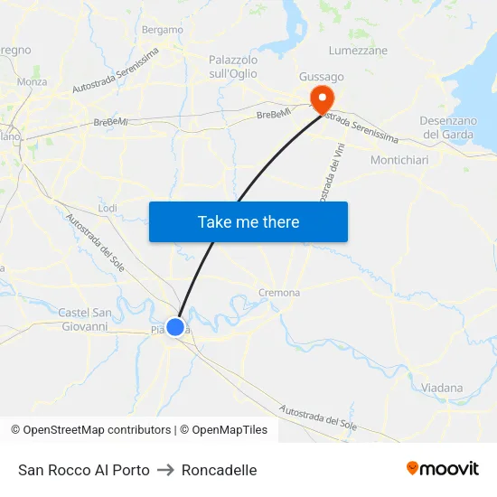 San Rocco Al Porto to Roncadelle map