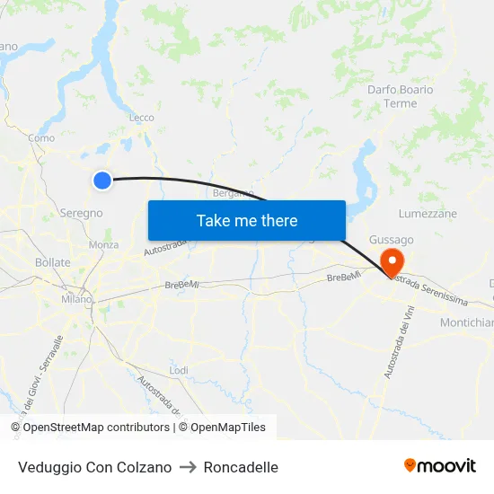 Veduggio Con Colzano to Roncadelle map