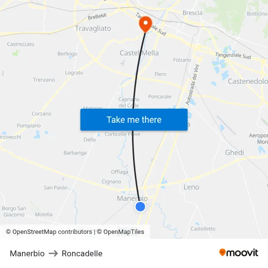 Manerbio to Roncadelle map