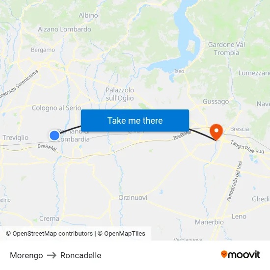 Morengo to Roncadelle map