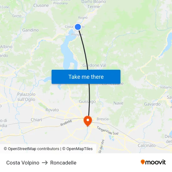 Costa Volpino to Roncadelle map