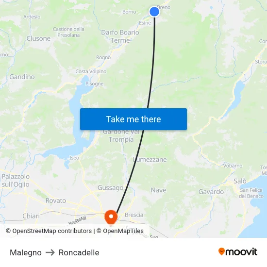 Malegno to Roncadelle map