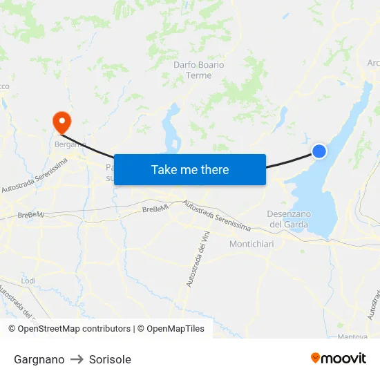 Gargnano to Sorisole map