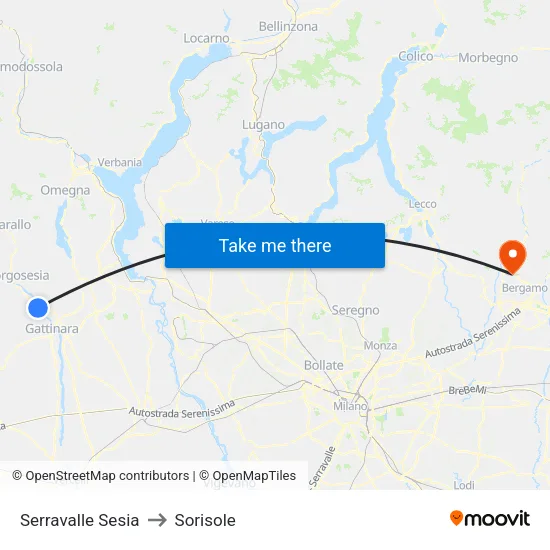 Serravalle Sesia to Sorisole map