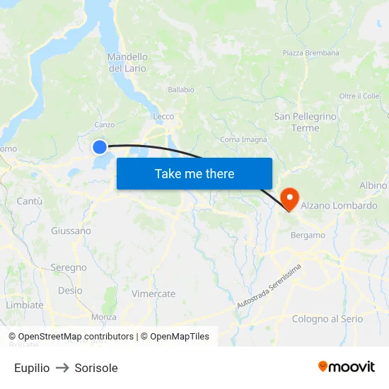 Eupilio to Sorisole map