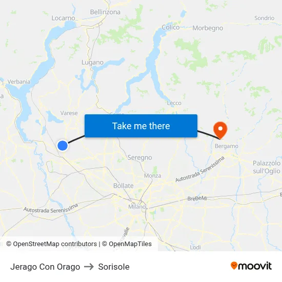 Jerago con Orago to Sorisole map