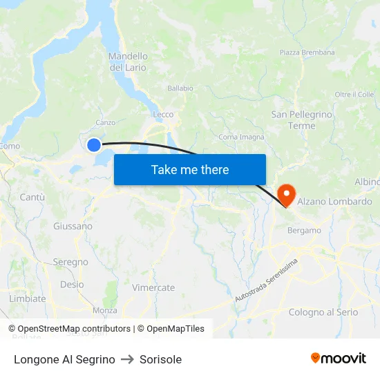 Longone Al Segrino to Sorisole map