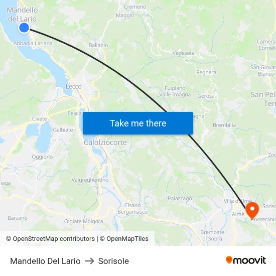 Mandello Del Lario to Sorisole map