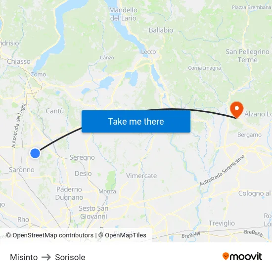 Misinto to Sorisole map
