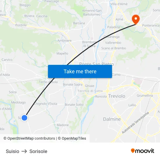 Suisio to Sorisole map