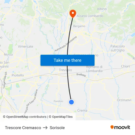 Trescore Cremasco to Sorisole map