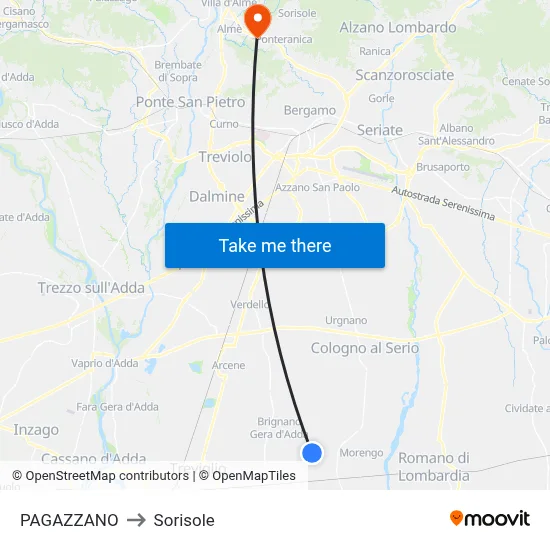 PAGAZZANO to Sorisole map