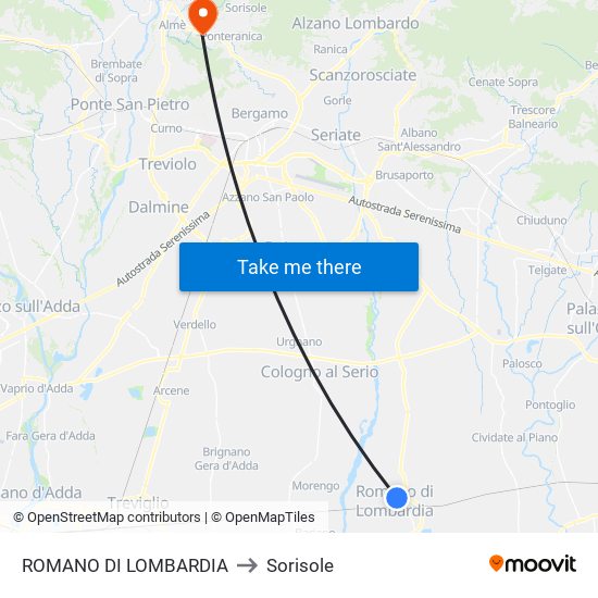 ROMANO DI LOMBARDIA to Sorisole map