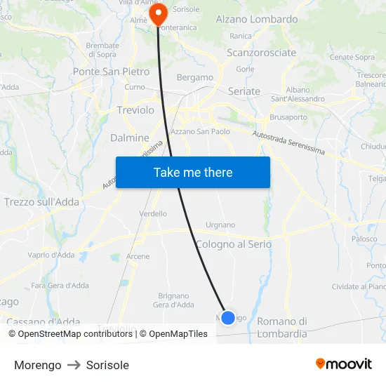 Morengo to Sorisole map