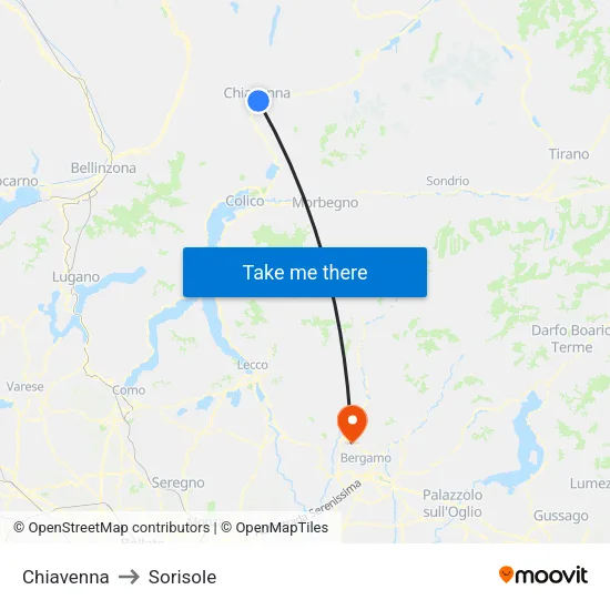 Chiavenna to Sorisole map