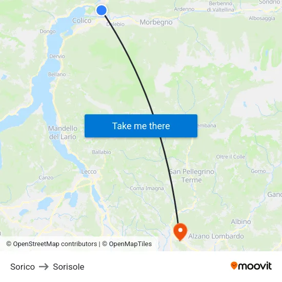 Sorico to Sorisole map