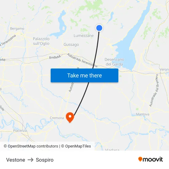 Vestone to Sospiro map