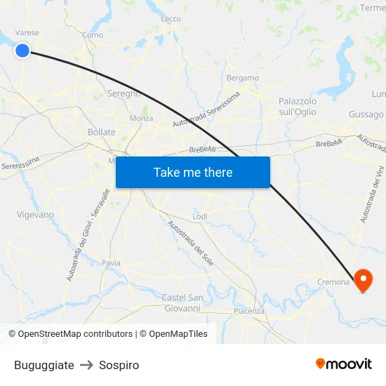 Buguggiate to Sospiro map
