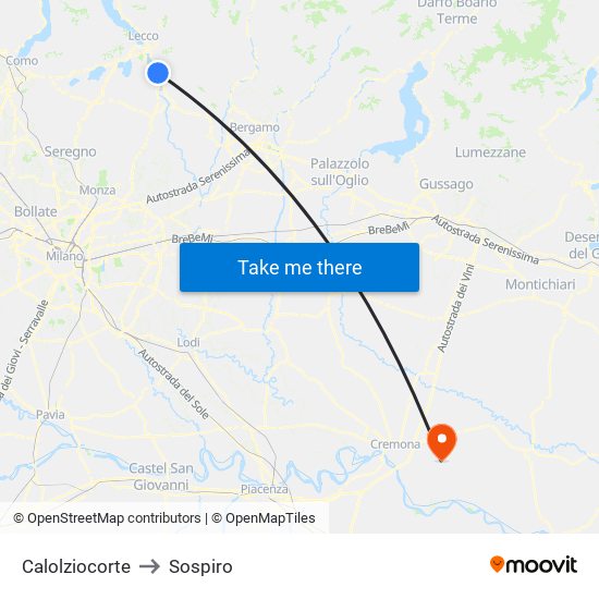 Calolziocorte to Sospiro map