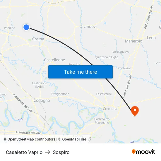 Casaletto Vaprio to Sospiro map