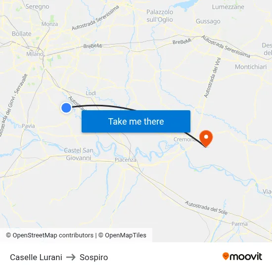 Caselle Lurani to Sospiro map