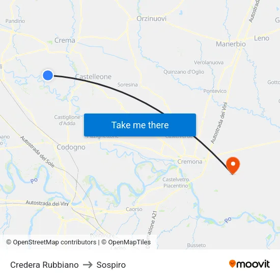 Credera Rubbiano to Sospiro map