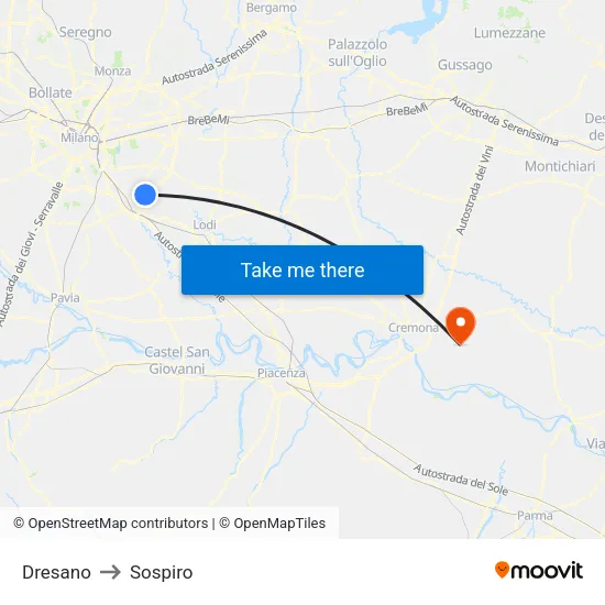 Dresano to Sospiro map