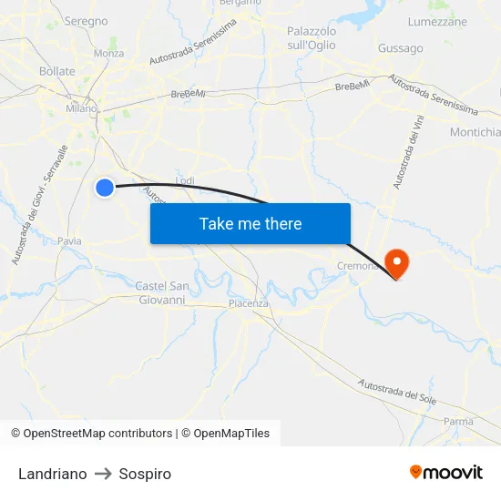 Landriano to Sospiro map