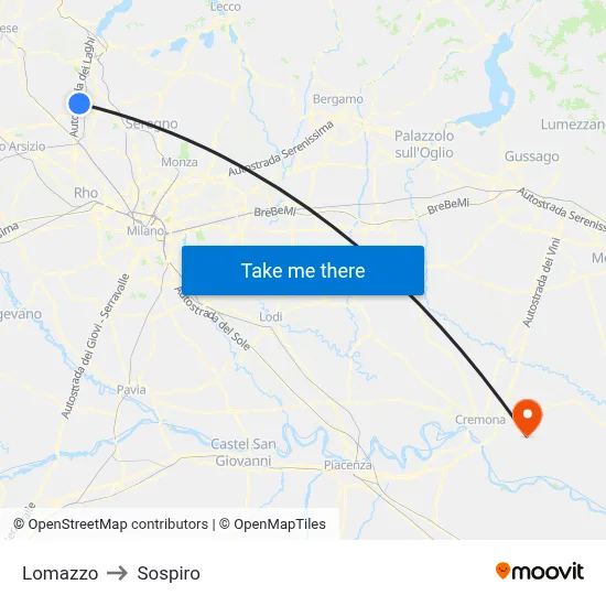 Lomazzo to Sospiro map