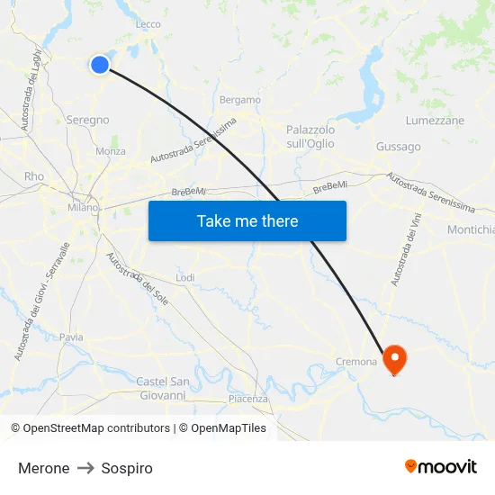 Merone to Sospiro map