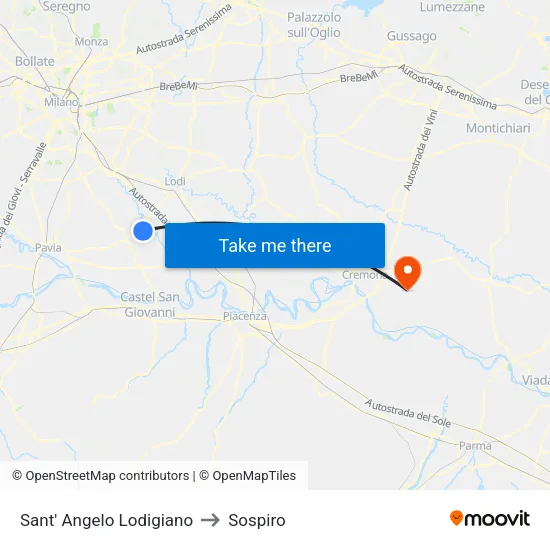 Sant' Angelo Lodigiano to Sospiro map