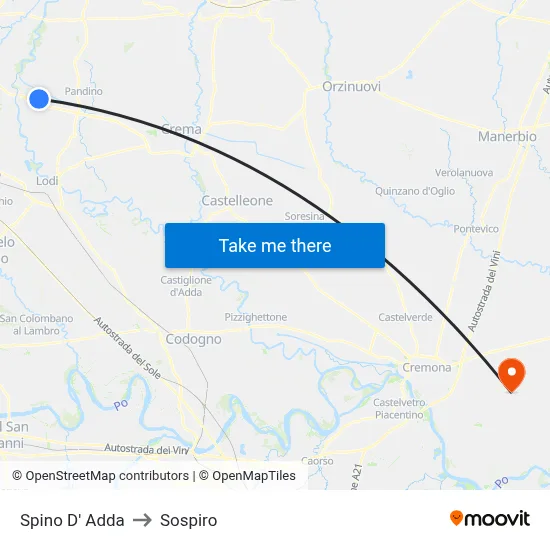 Spino D' Adda to Sospiro map