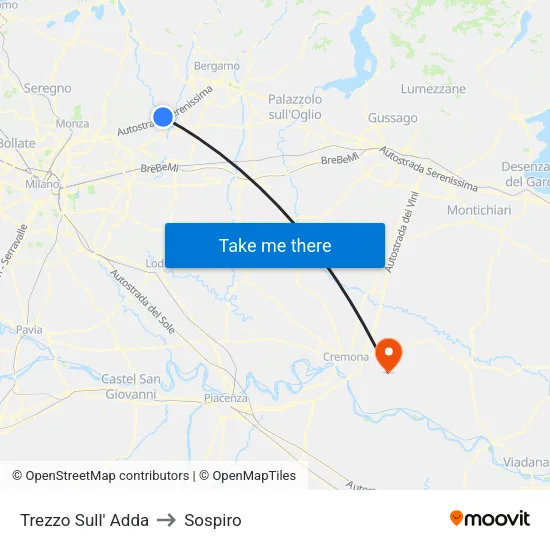 Trezzo Sull' Adda to Sospiro map