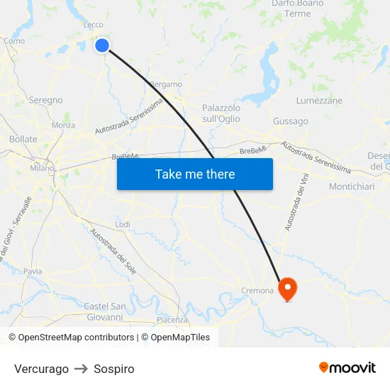 Vercurago to Sospiro map